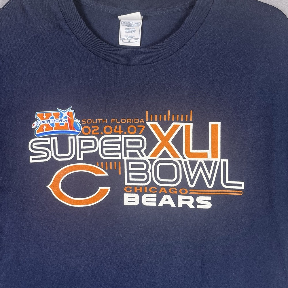 Chicago Bears Superbowl XLI 2007 Graphic T-Shirt Size‎ Large